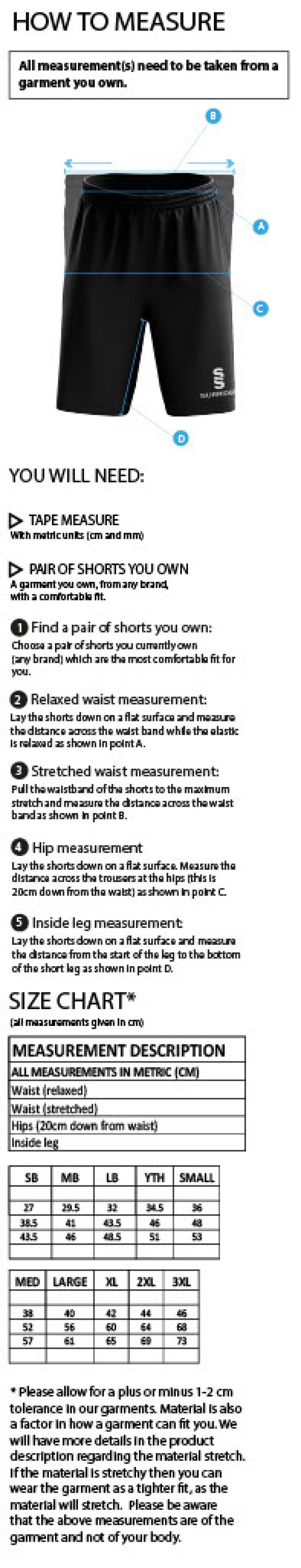 Sheppey CC - Women's Ripstop Short - Size Guide