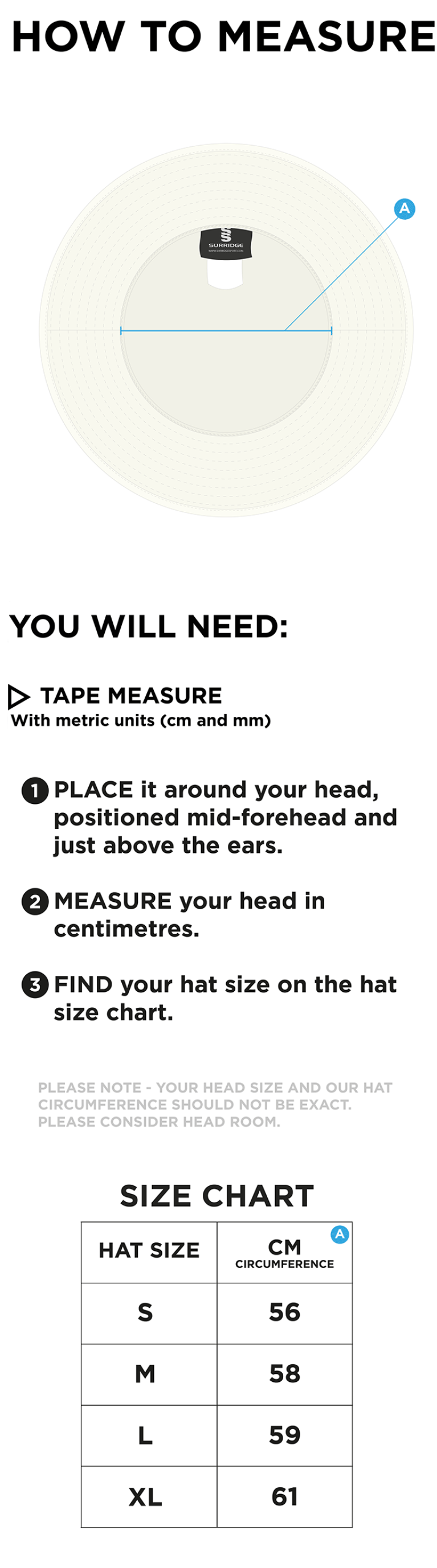 Sheppey CC - Floppy Hat - Size Guide