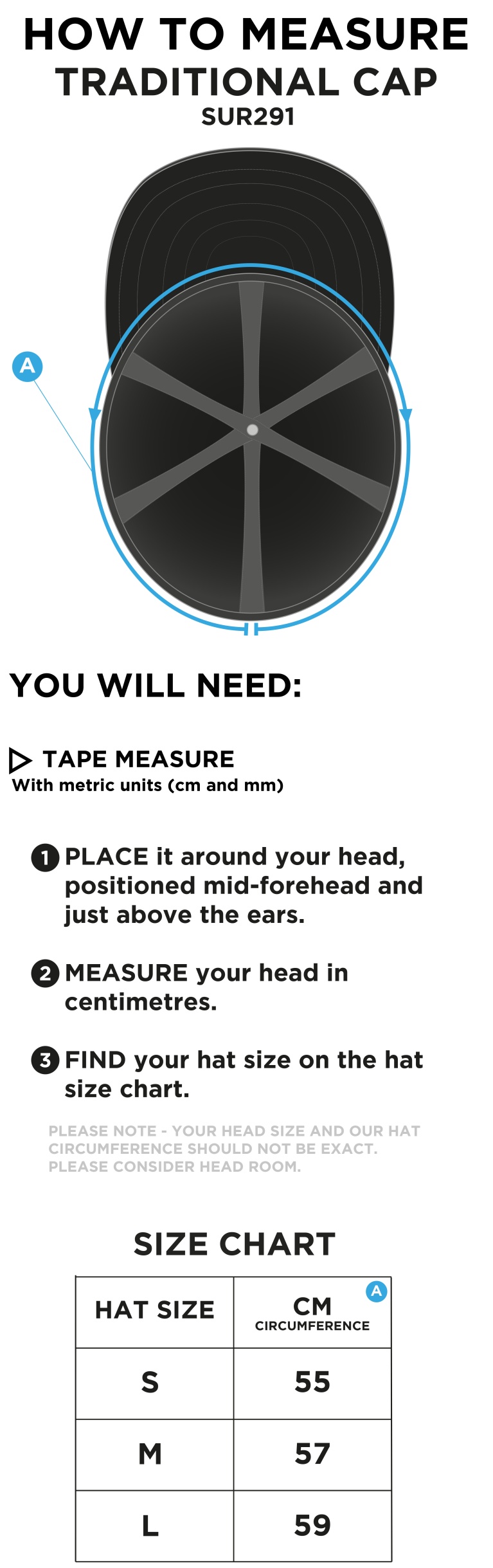 Sheppey CC - English Playing Cap - Size Guide